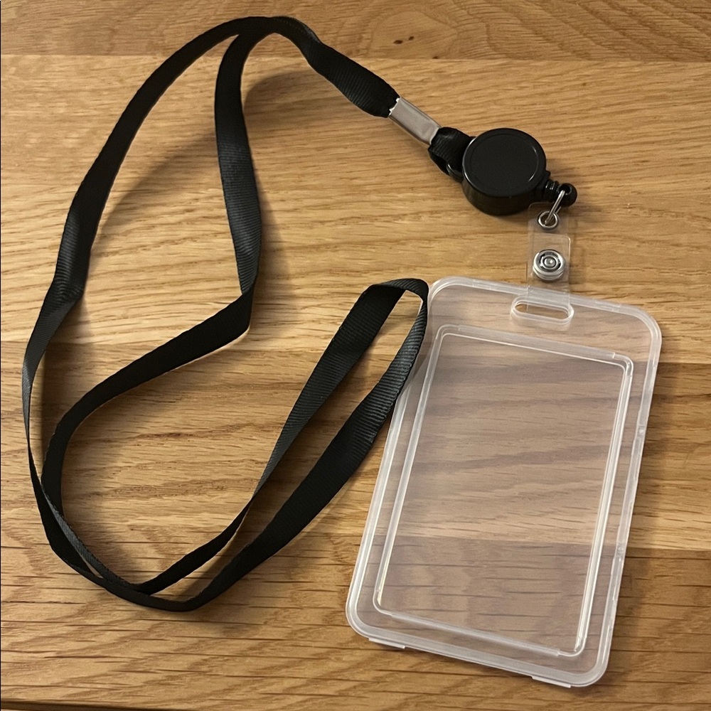 Retractable Clear ID Badge Holder with Black Lanyard